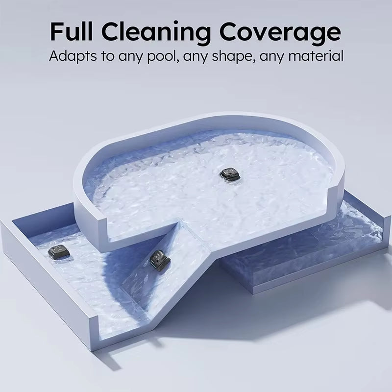 Wireless Robot Swimming Rool Cleaner C2 Wash Waterline Wall Floor Dual-Layer Filtration Running Time 180Mins App Control