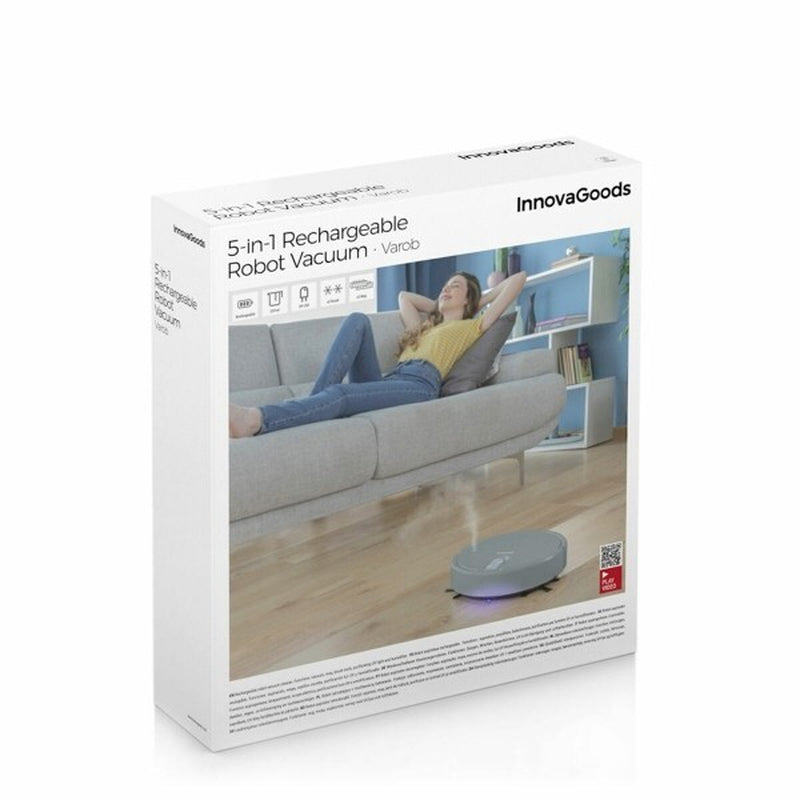 Robot Aspirapolvere Lava Pavimenti per Pulizia 5 in 1 Lucida Disinfetta Luce Uv