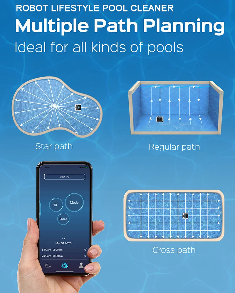 Automatic Swimming Pool Robot Cleaner without Wire 3312Pro Battery 9200Mah APP Route Planning Select Cleaning Mode Self-Beaching
