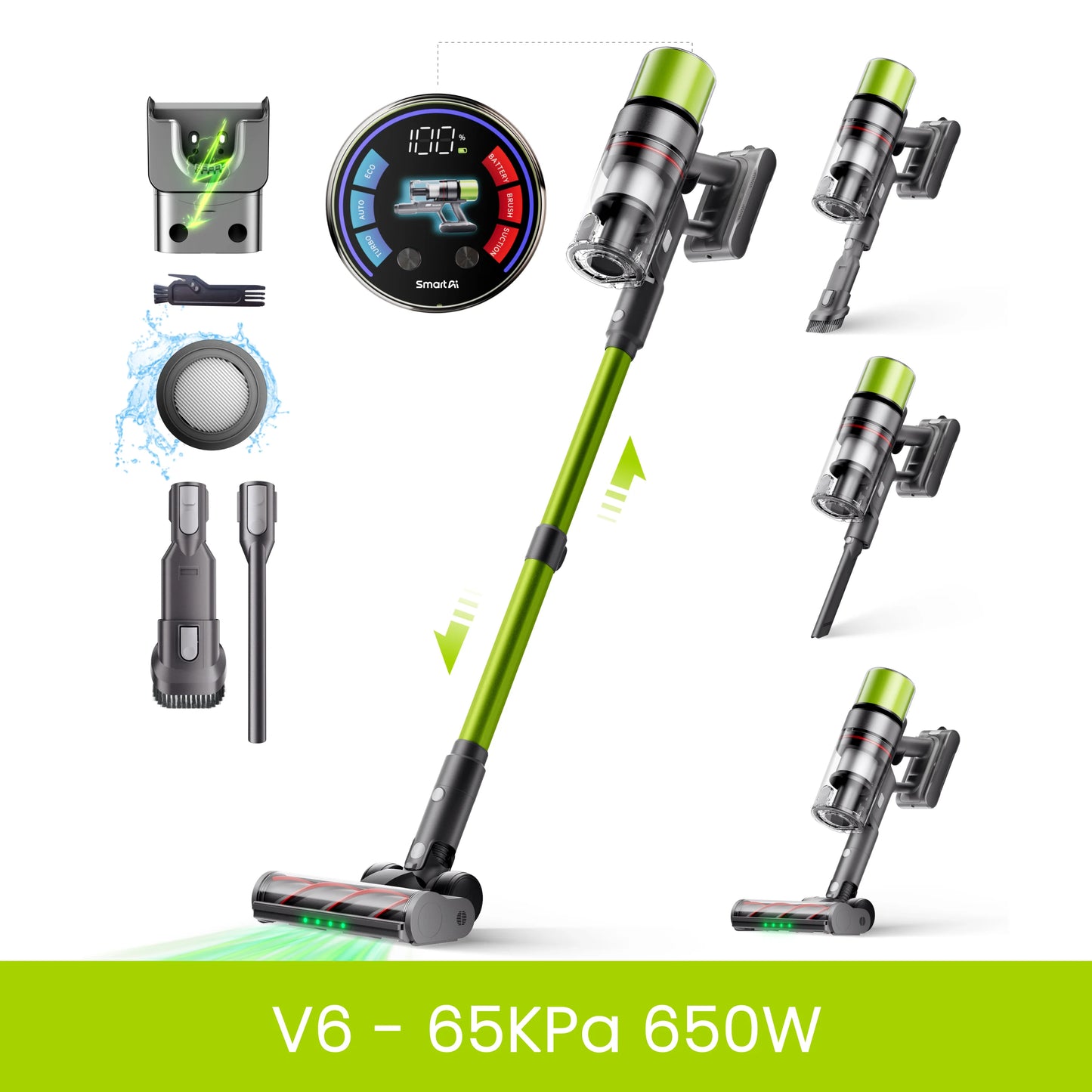Smartai V6 Cordless Vacuum Cleaner 65KPA 650W Powerful Stick Vacuum