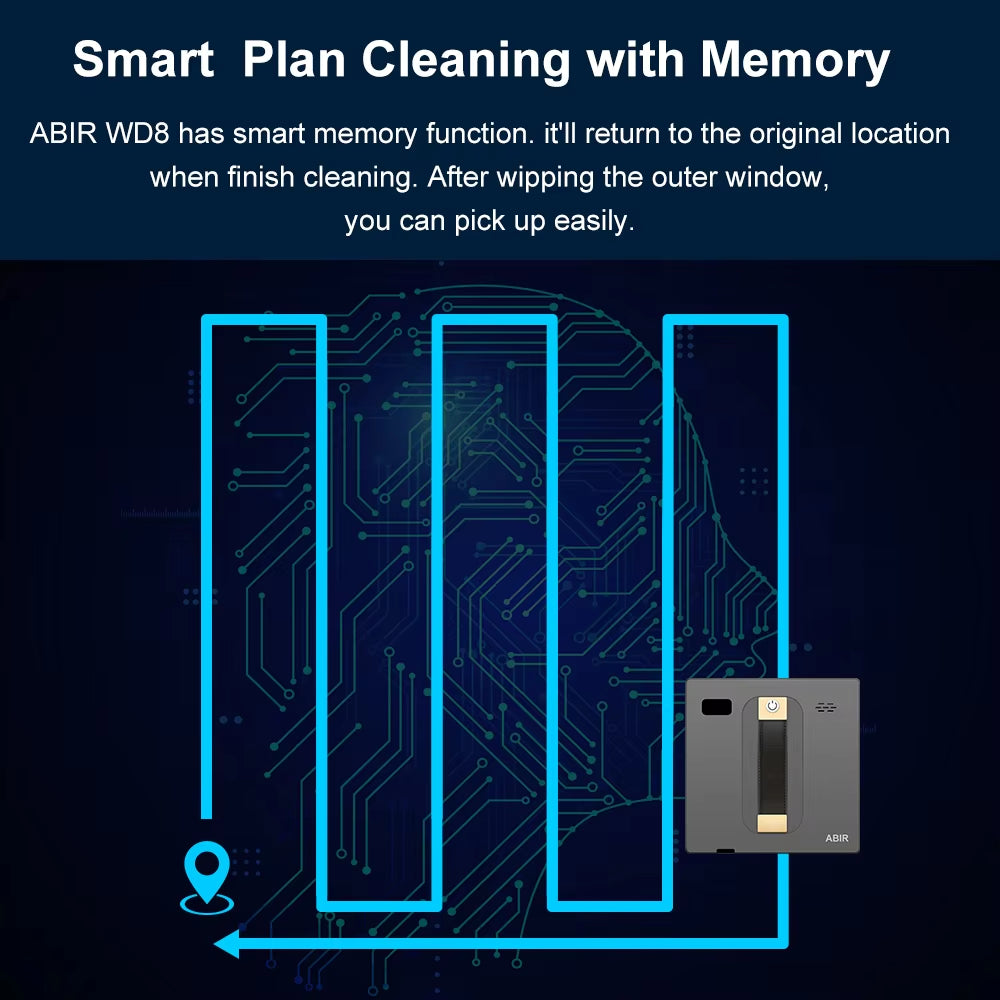 Robot Window Cleaner Dual Water Spray,Smart Memory,High