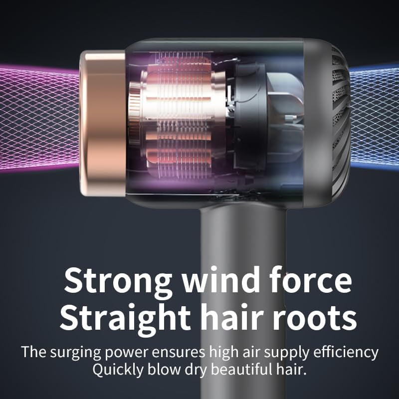 Asciugacapelli Senza Fili a Batteria Portatile, Ricaricabile Da 1500 Mah per Dormitorio Domestico (Purple)