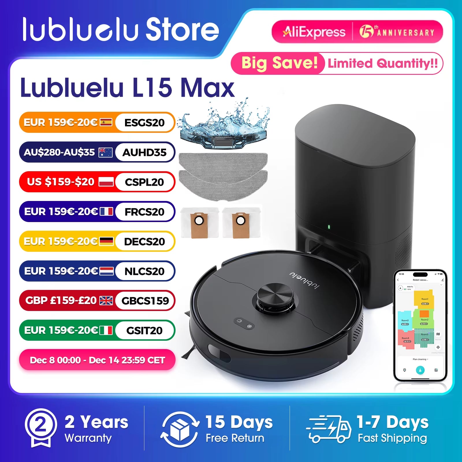 L15 Max Robot Vacuum Mop Combo 5500Pa Robot Vacuum 