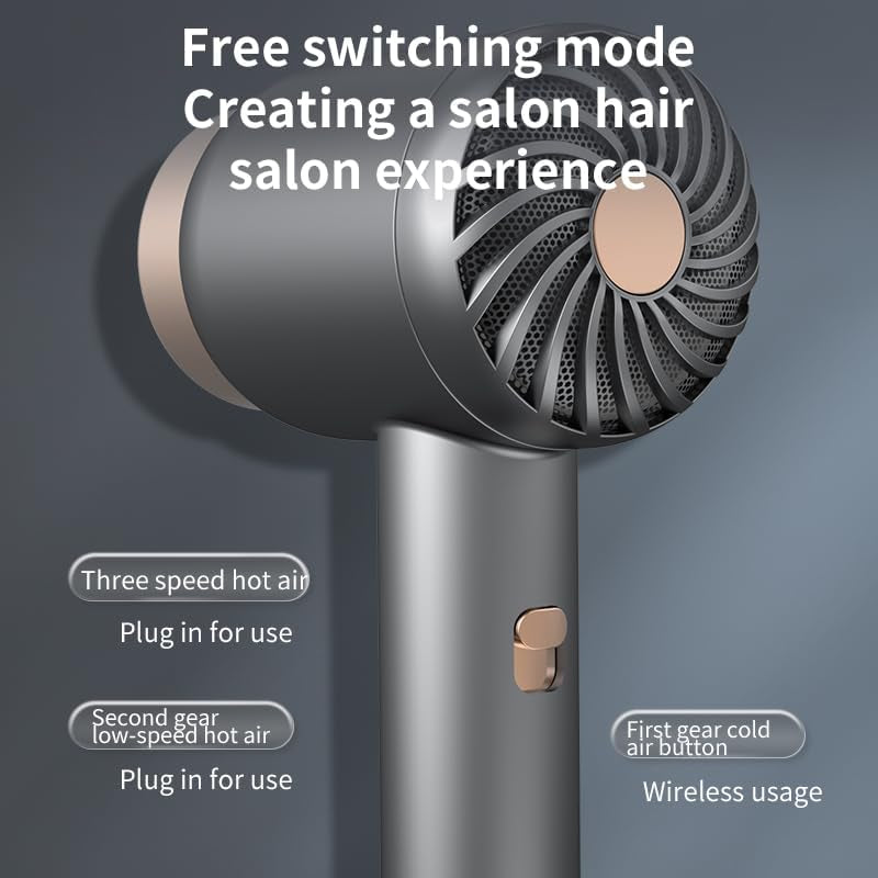 Asciugacapelli Senza Fili a Batteria Portatile, Ricaricabile Da 1500 Mah per Dormitorio Domestico (Purple)