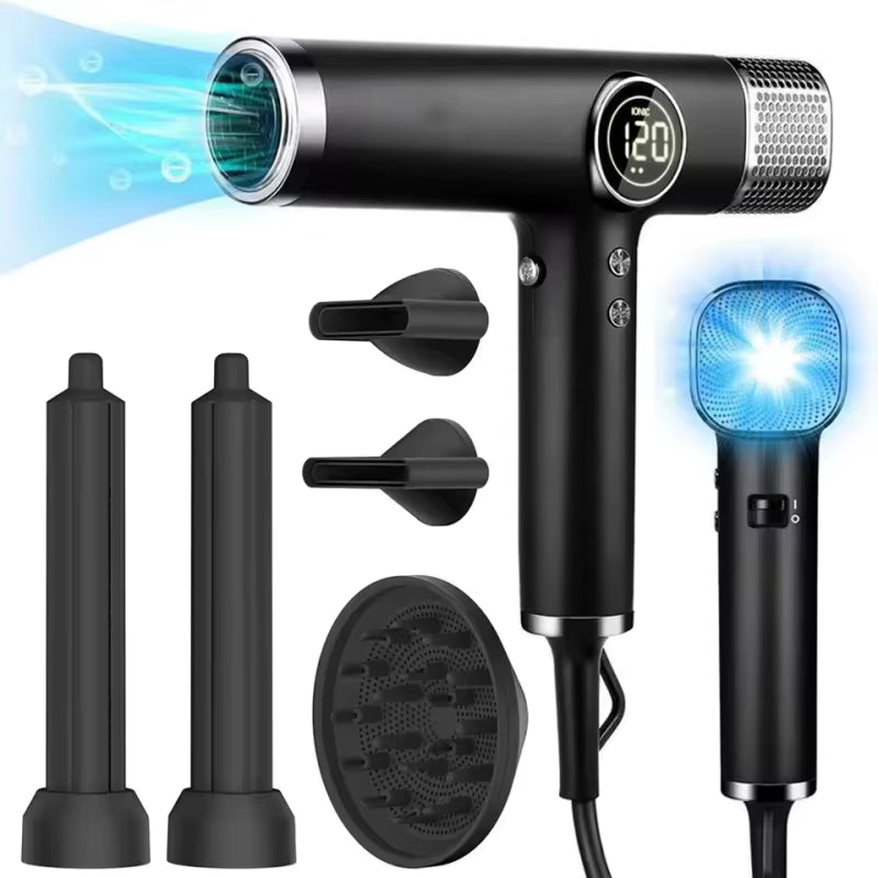 RPM High-Speed Brushless Motor Negative Ionic Blow Dryer for Fast Drying Low Noise Thermo-Control Hair Dryer