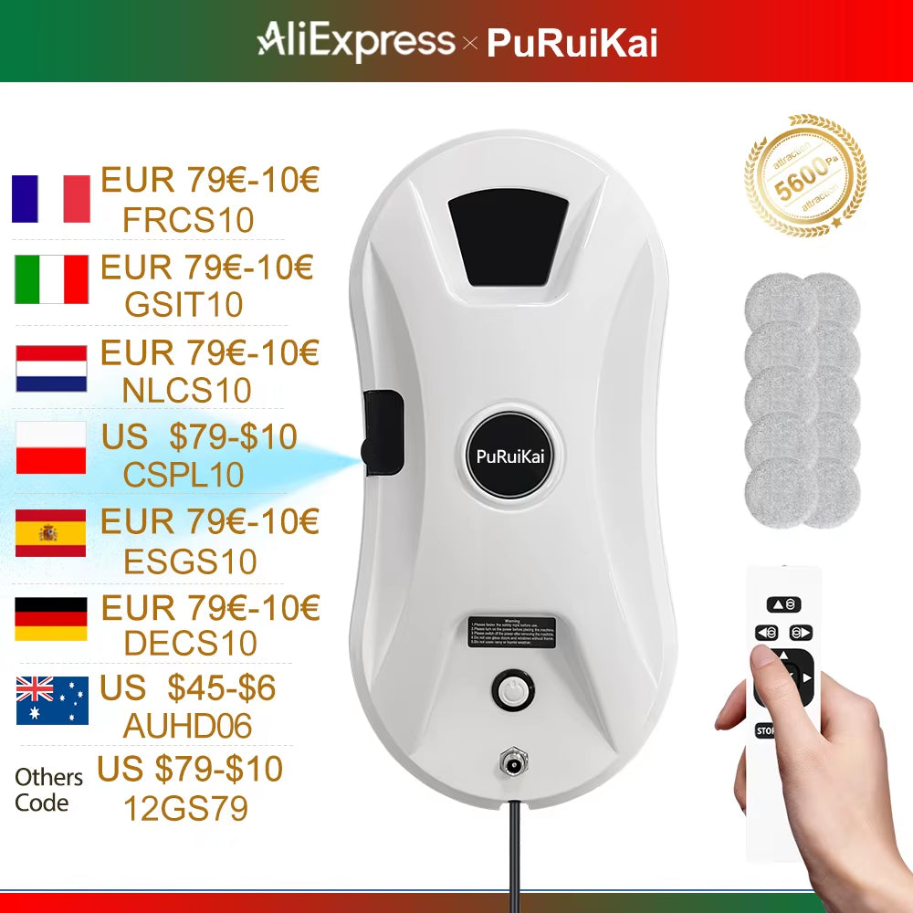 Automatic Window Cleaning Robot Auto Water Spray AI Path Planning,Remote Control, Edge Detection for Streak-Free Glass