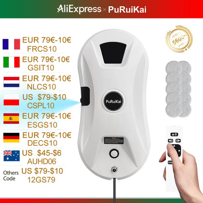 Automatic Window Cleaning Robot Auto Water Spray AI Path Planning,Remote Control, Edge Detection for Streak-Free Glass