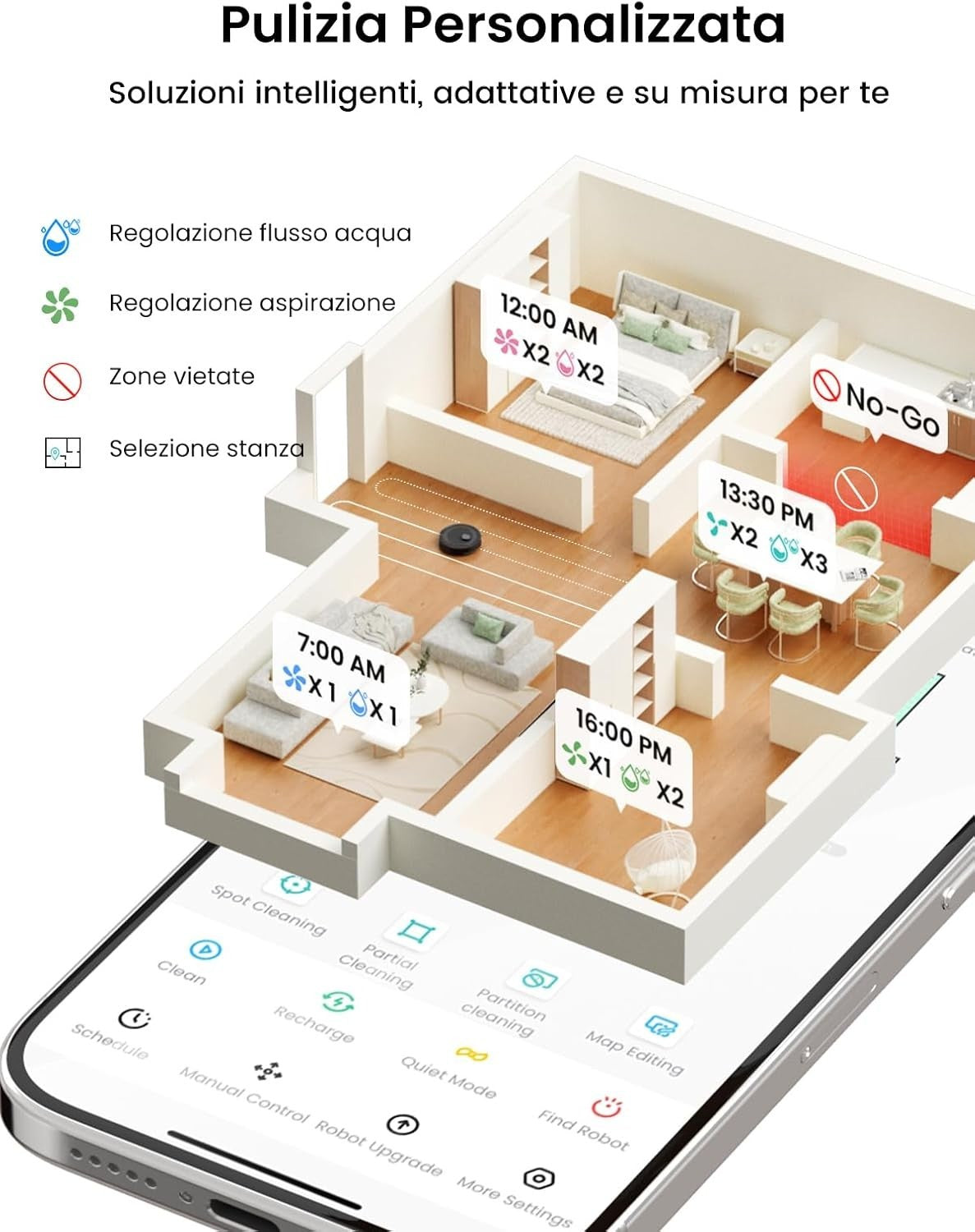 LEFANT M2Pro Robot Aspirapolvere Lavapavimenti Svuotamento Automatico Mappatura