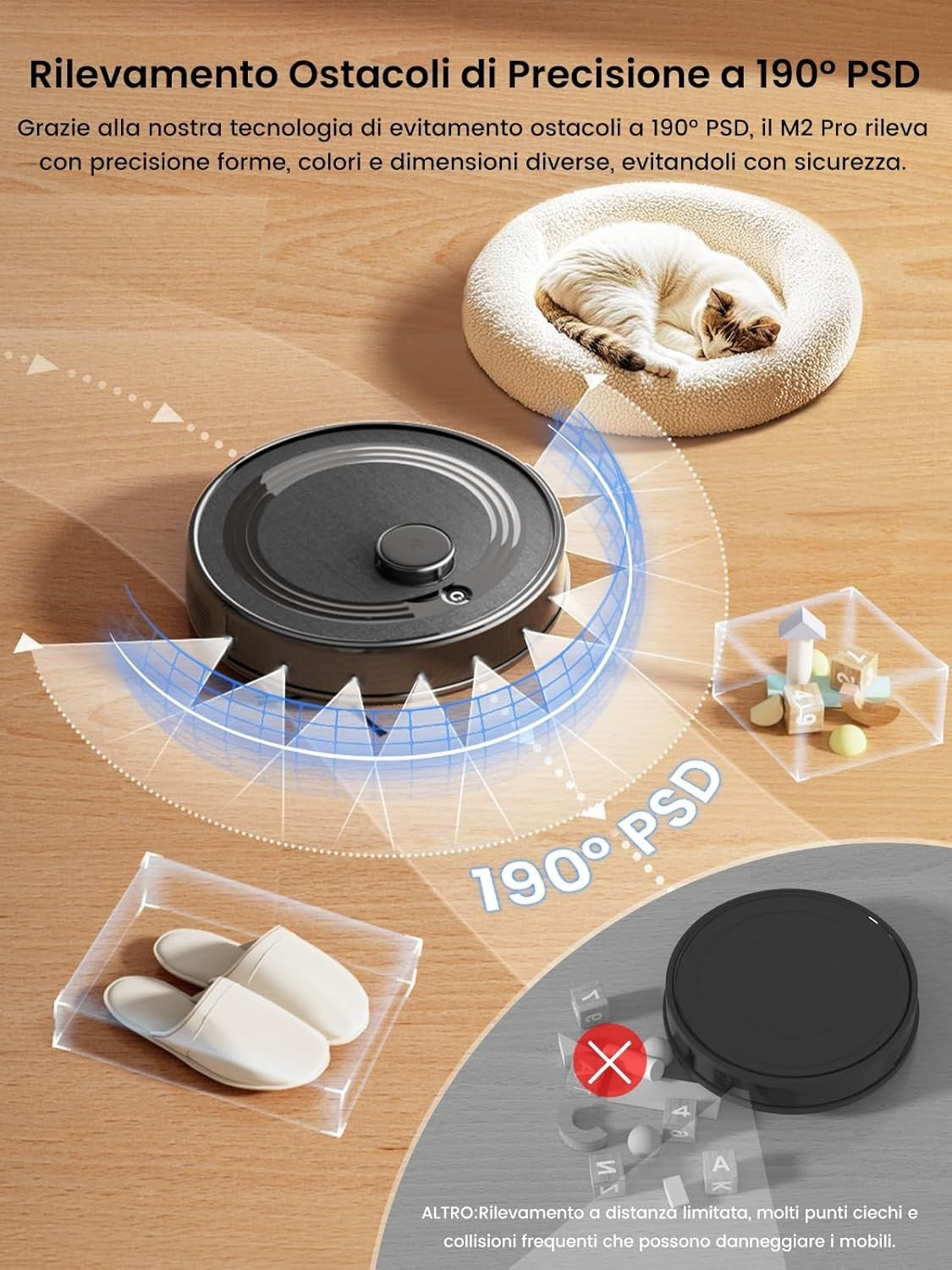 LEFANT M2Pro Robot Aspirapolvere Lavapavimenti Svuotamento Automatico Mappatura