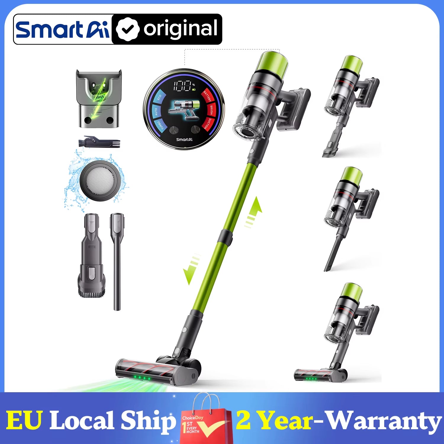 Smartai V6 Cordless Vacuum Cleaner 65KPA 650W Powerful Stick Vacuum