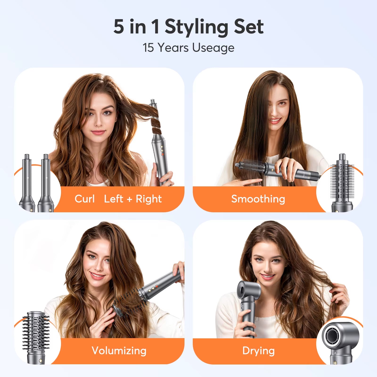5 in 1 Hair Dryer Hot Air Comb Electric Hair Curling Iron 1200W High Speed Blower Multifunctional Styling Tools Hairdryer