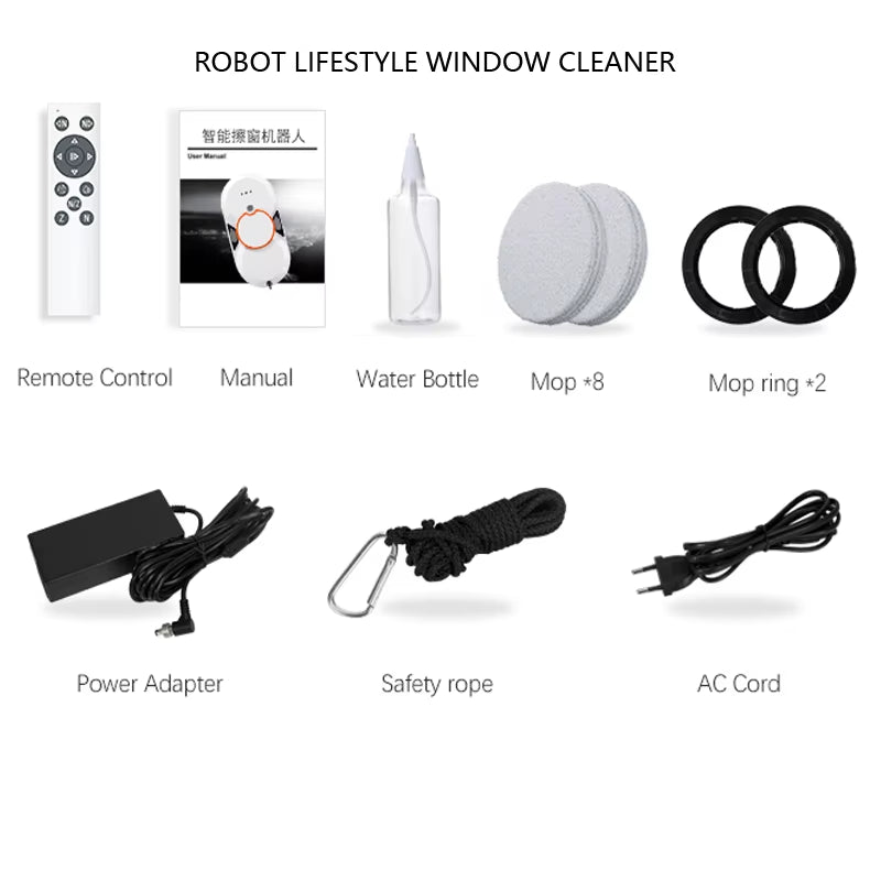 Automatic Window Cleaner Robot with Two Sprayer Cleaning Glasses Smart Home Appliance