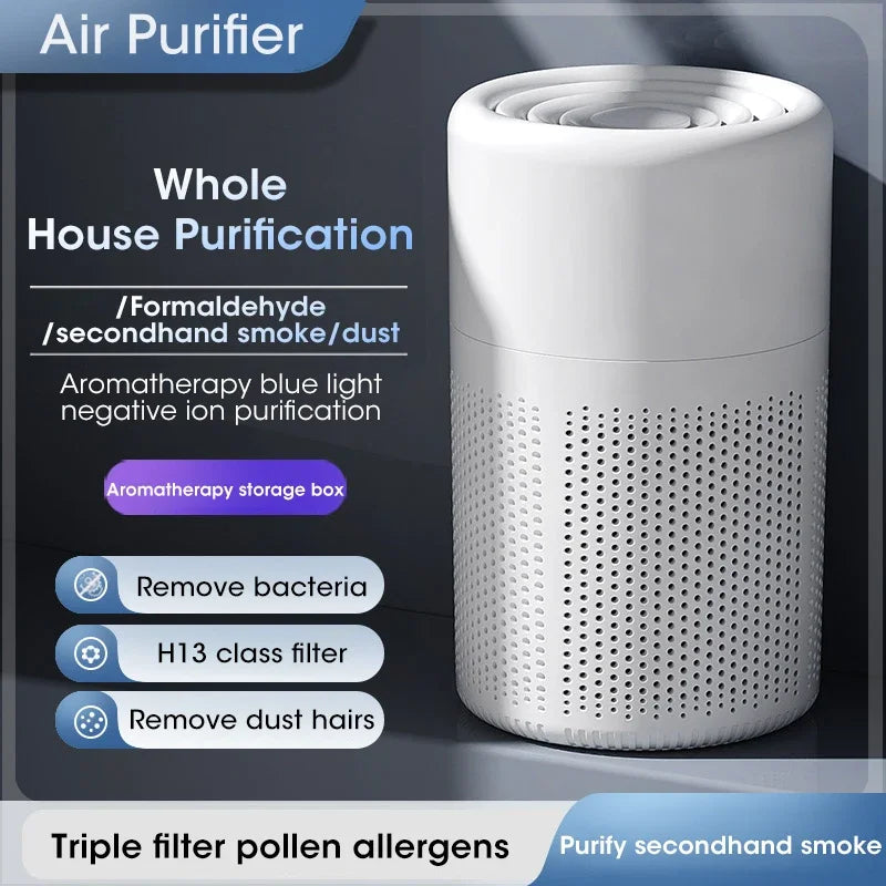 Air Purifier Smoke Odor Negative Ion Generator Household HEPA Air Purifier Efficient