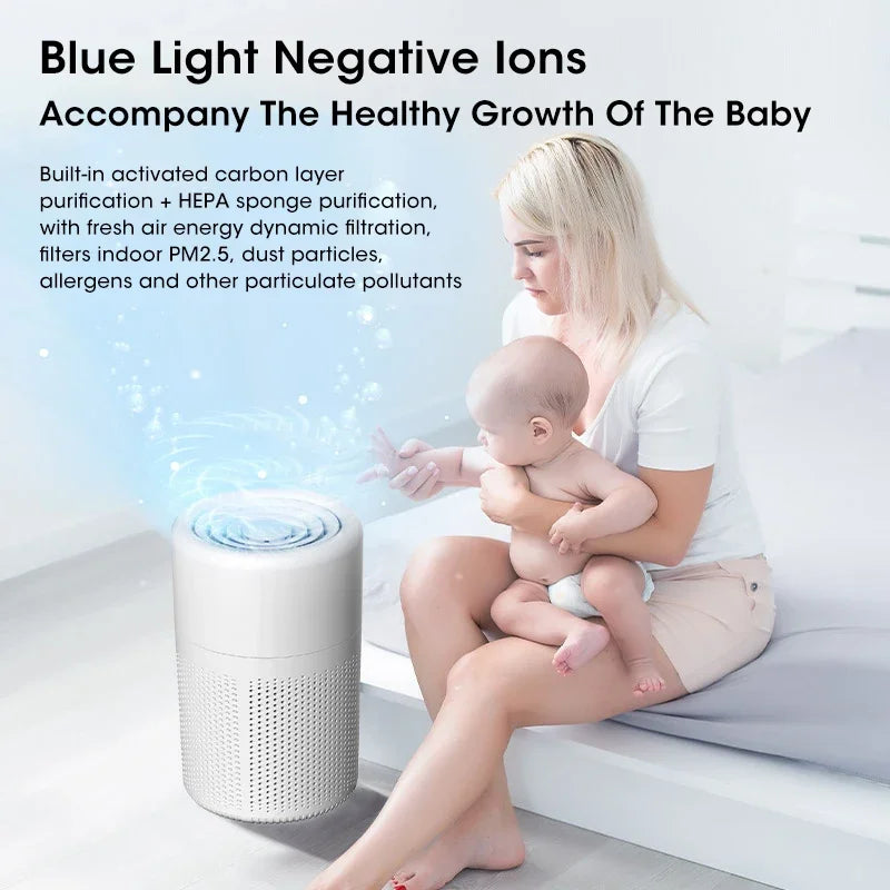 Air Purifier Smoke Odor Negative Ion Generator Household HEPA Air Purifier Efficient