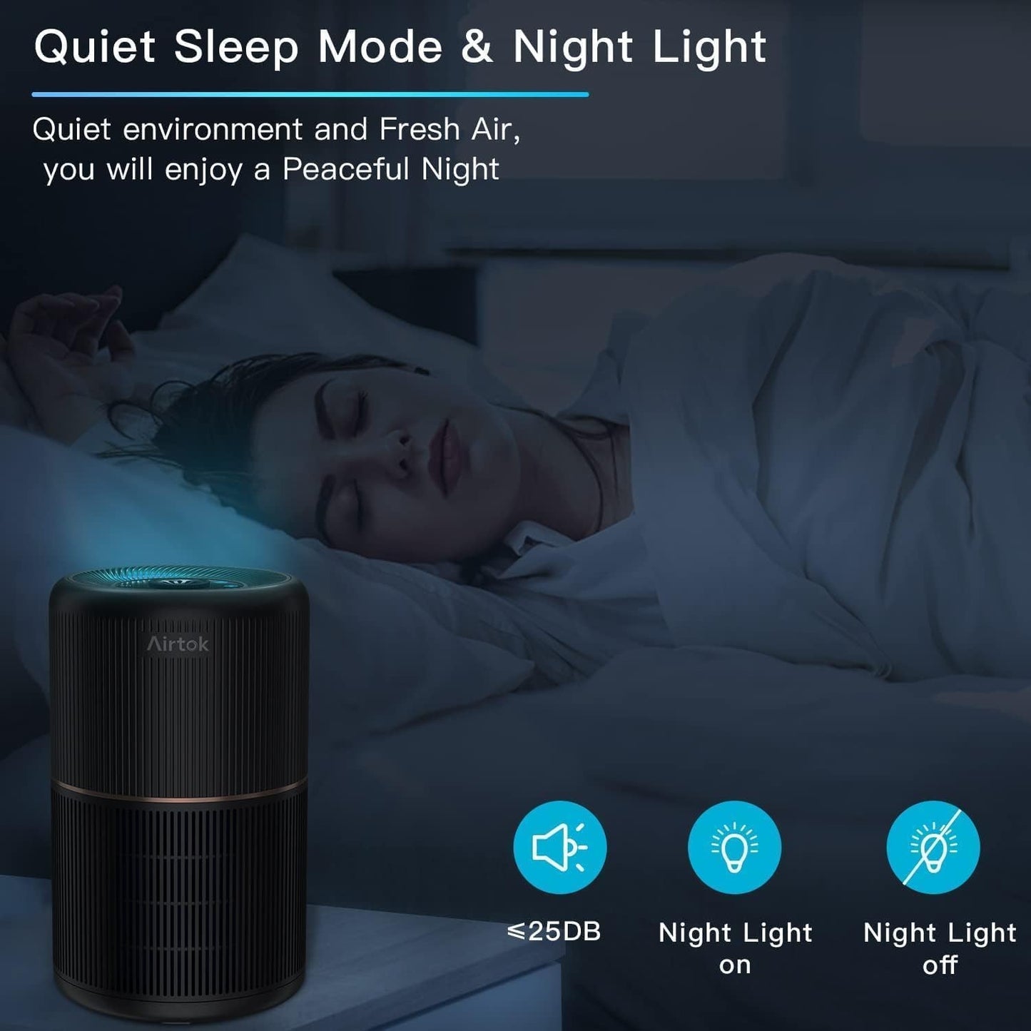 AIRTOK Purificatore Aria, Purificatore D'Aria per Allergie Con Spugna Aromatica,