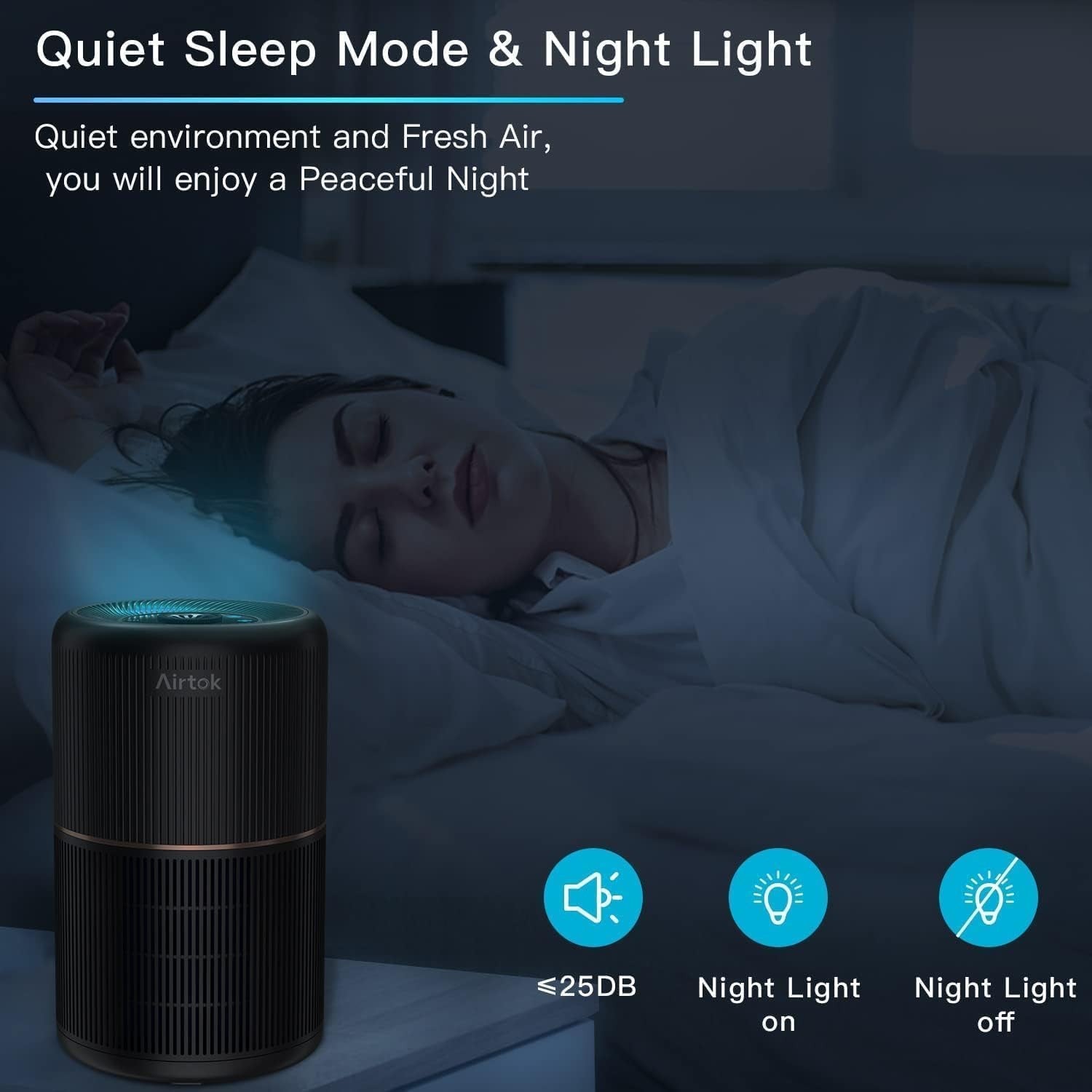 AIRTOK Purificatore Aria, Purificatore D'Aria per Allergie Con Spugna Aromatica,