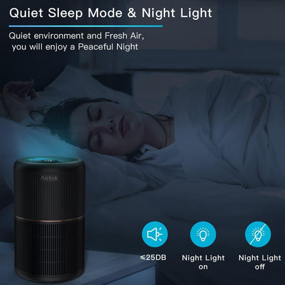 AIRTOK Purificatore Aria, Purificatore D'Aria per Allergie Con Spugna Aromatica,