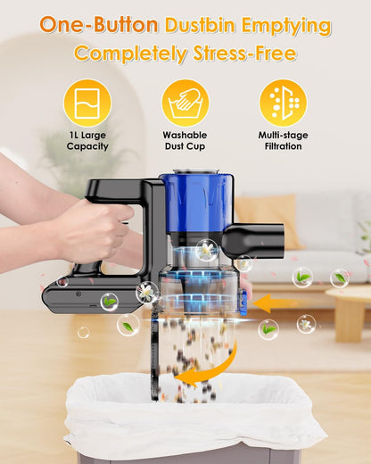 Aspirapolvere Senza Fili Con Max 60MIN, Aspirazione Potente Da 500W/50000PA, Ricarica a Parete, Scopa Elettrica Senza Fili Potente Con LED Screen, Spazzole Multiple, Adatto per Tappeti/Pavimenti