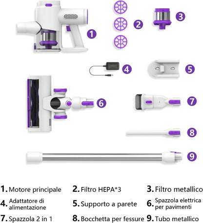 550W/45KPA Aspirapolvere Senza Fili Scopa Elettrica Senza Fili Con Display Intelligente E Anti-Avvolgimento Scope Elettriche per Pavimenti Tappeti Peli Animali Domestici