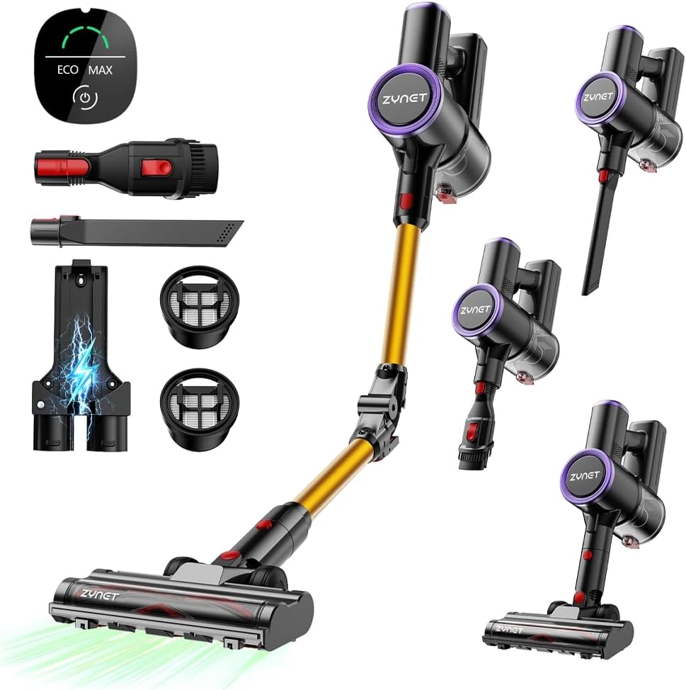 S9 Aspirapolvere Senza Fili, 45000Pa/500W/45Min Scopa Elettrica Senza Fili Con Tubo Pieghevole E Supporto a Parete, Motore Brushless, per Peli Di Animali Domestici, Tappeti E Pavimenti Duri