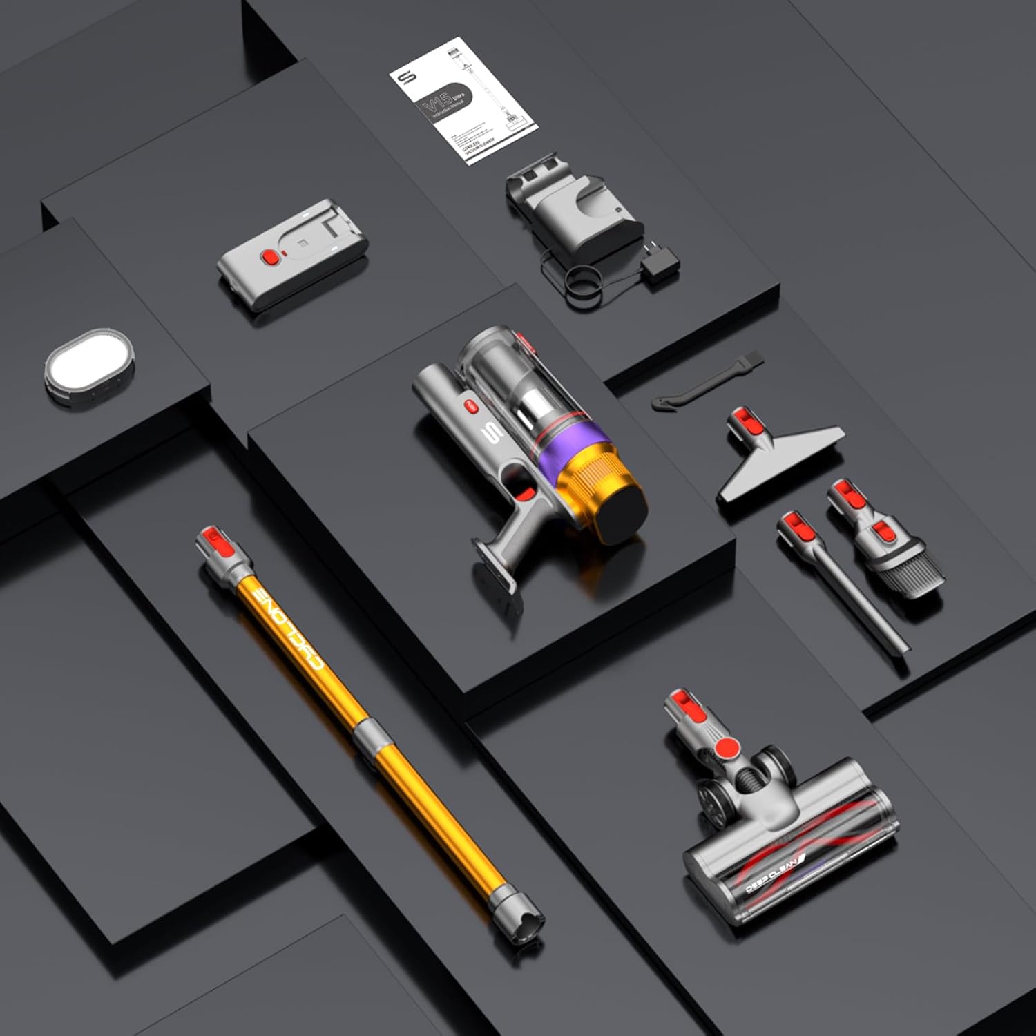 V15 Ultra Aspirapolvere Senza Fili, 58Kpa 600W 70 Minuti Scopa Elettrica Senza Filo Potente, Doppio Contenitore Anti-Groviglio Modalità Automatica per Pavimenti Tappeti Peli Animalili