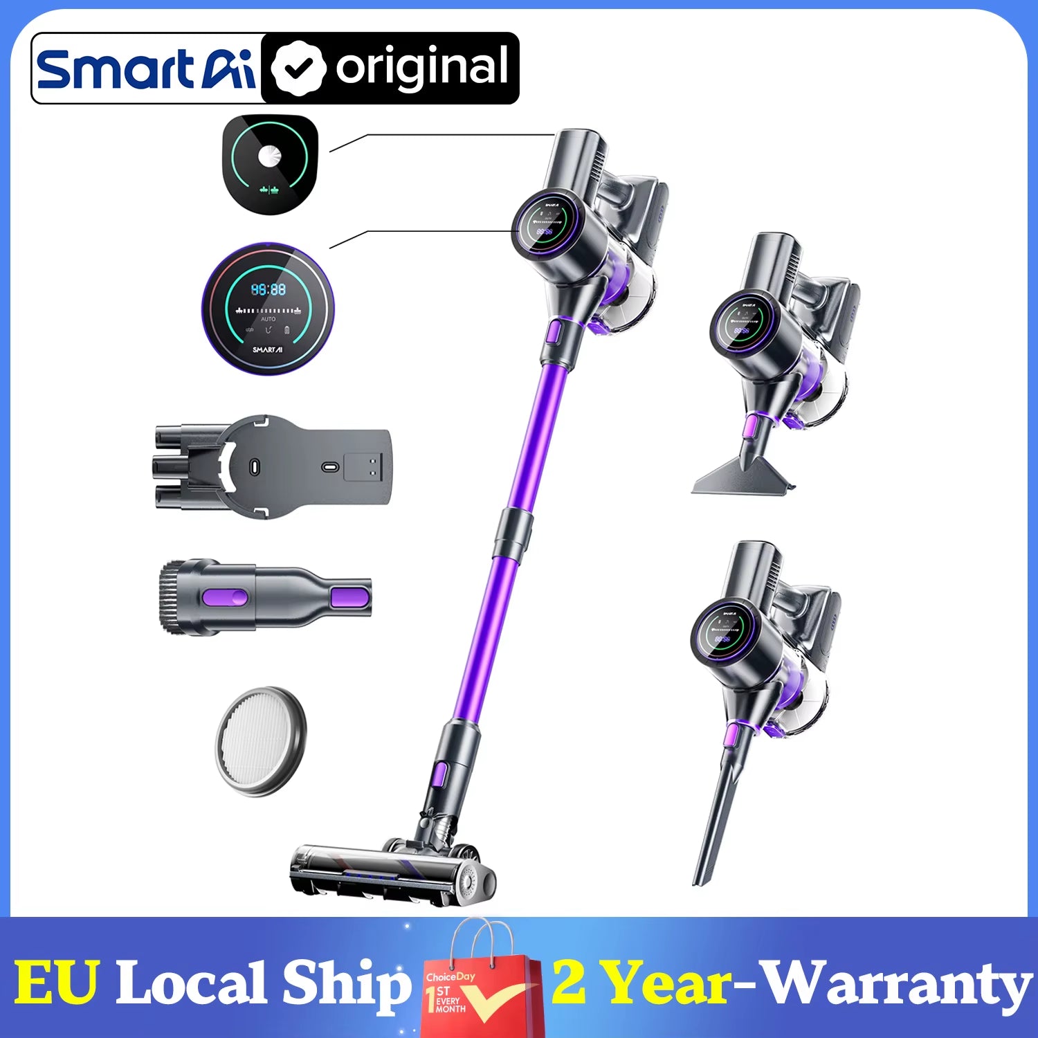 Smartai P40-Upgrade 5-In-1 Cordless Vacuum Cleaner