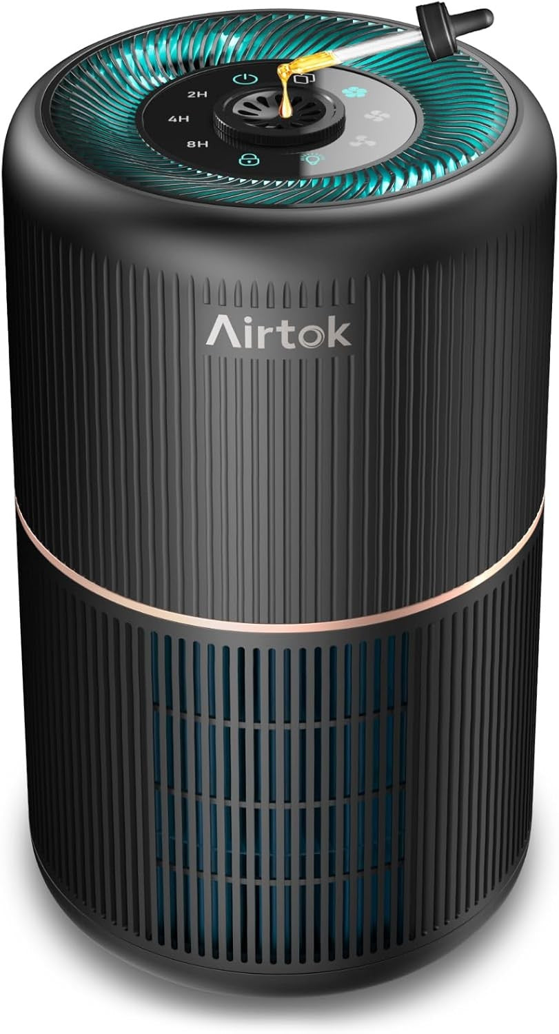 AIRTOK Purificatore Aria, Purificatore D'Aria per Allergie Con Spugna Aromatica,