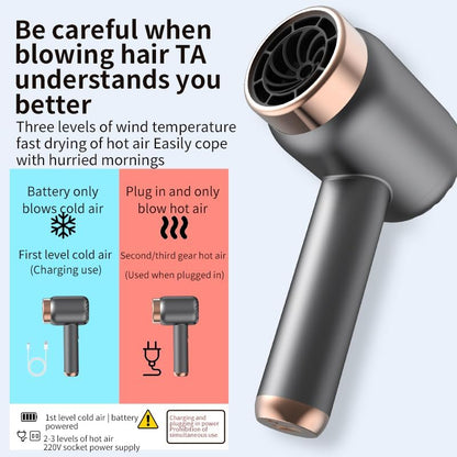 Asciugacapelli Senza Fili a Batteria Portatile, Ricaricabile Da 1500 Mah per Dormitorio Domestico (Purple)