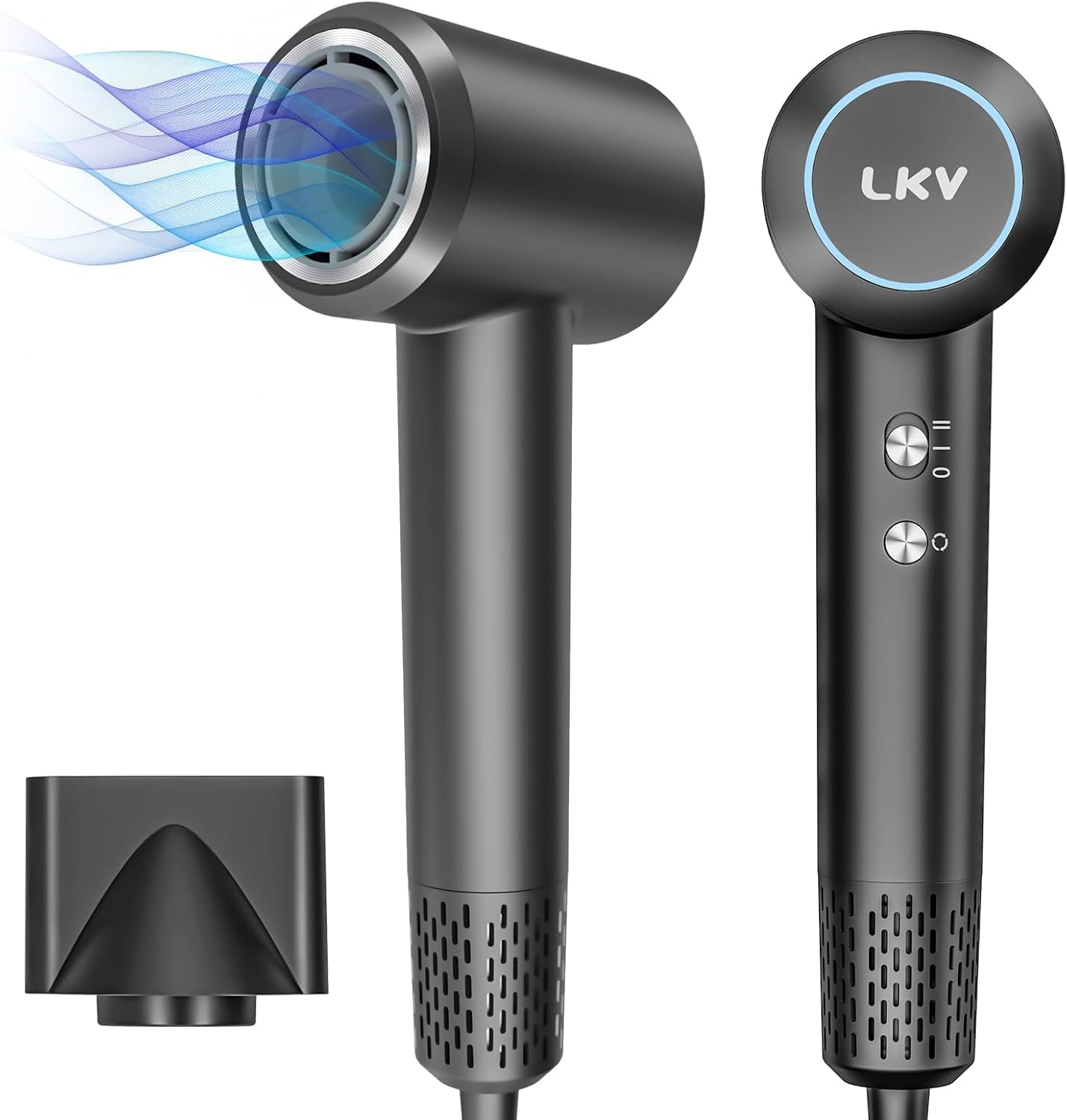 Phon Ionico, 110.000 Giri/Min per Asciugatura Rapida 200 Milioni Di Ioni Asciugacapelli Phon Capelli Ionico Professionale, Phone Capelli Con Ugello Magnetico per Viaggi E Domestico (Dark Gray)