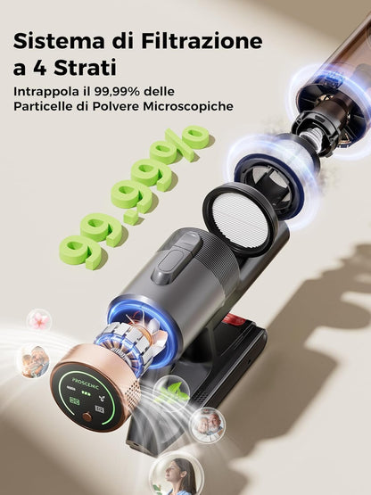 P11 Ultra+ Aspirapolvere Senza Fili Potente 500W/50Min/50Kpa, Scopa Elettrica Senza Fili Con Spazzola Anti-Groviglio, Display LED, Batteria Rimovibile, per Pavimenti/Tappeti/Peli