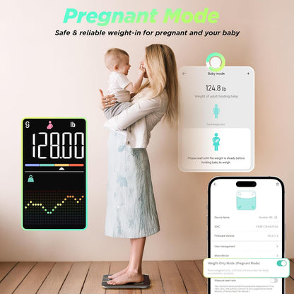 Bilancia  Pesapesone, Bilancia Smart Con Display VA 8In1, Bilancia Pesapersone Digitale Alta Precisione Peso Corporeo, FC, BMI, Grasso Corporeo, 22 Dati Composizione Corporea, Sync App
