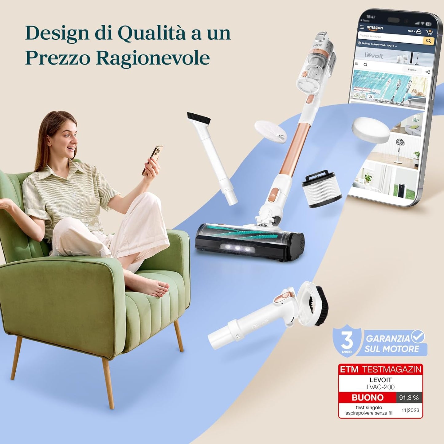 Aspirapolvere Senza Fili Con Tecnologia Antigroviglio, 