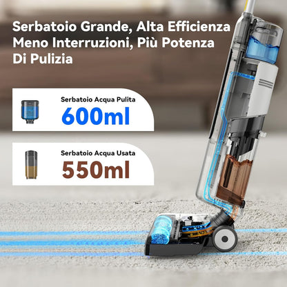 W12SE Aspirapolvere Lavapavimenti Senza Fili, Lavasciuga Lava E Aspira Pavimenti