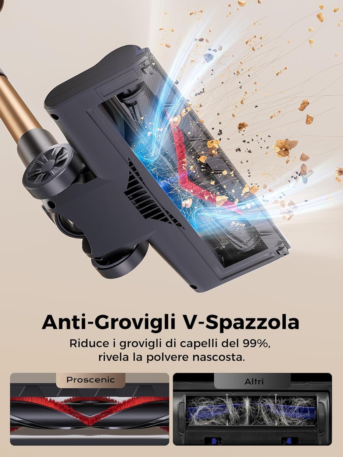 P11 Ultra+ Aspirapolvere Senza Fili Potente 500W/50Min/50Kpa, Scopa Elettrica Senza Fili Con Spazzola Anti-Groviglio, Display LED, Batteria Rimovibile, per Pavimenti/Tappeti/Peli