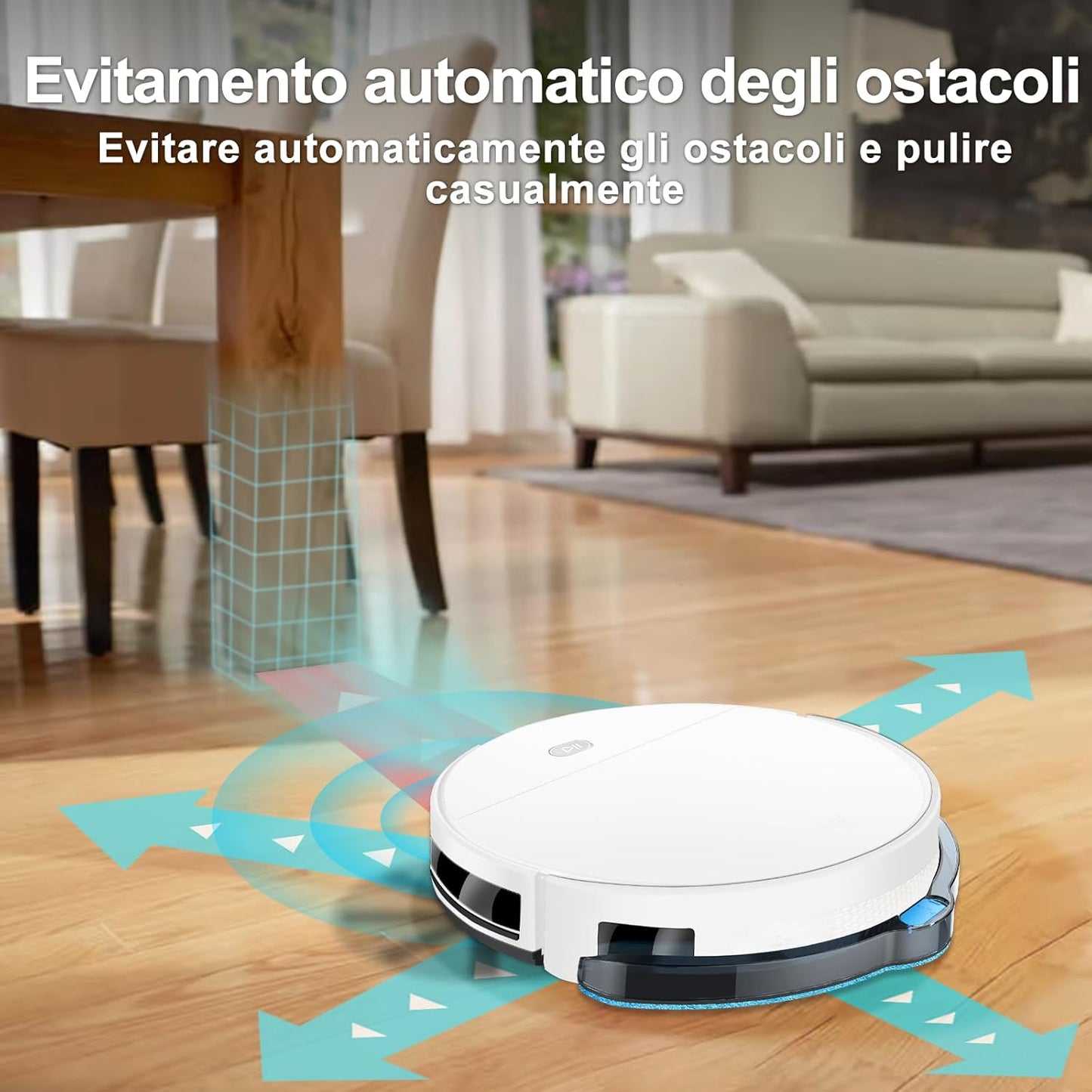 2025 Robot Aspirapolvere Lavapavimenti 2In1 Robot Aspirapolvere Con Fino a 4500Pa 7,8Cm Ultra Sottile App/Alexa Ideale per Peli Di Animali/Tappet-Bianco-Bianco