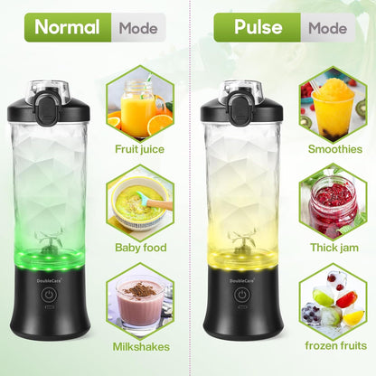 Frullatore Portatile,Usb Mini Frullatore 600 Ml Grande Capacità E 4000Mah Batteria,6 Lame 3D E Ipx67 Waterproof, Motore Da 270W per Preparare Frappè E Frullati, per Casa/Ufficio/Esterno