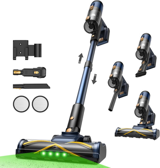 V12 Aspirapolvere Senza Fili 58000Pa/ 50Min Aspirapolvere Lavapavimenti Potente Scopa Elettrica Senza Fili Antigroviglio,Ultraleggero,Aspirapolvere Senza Sacco