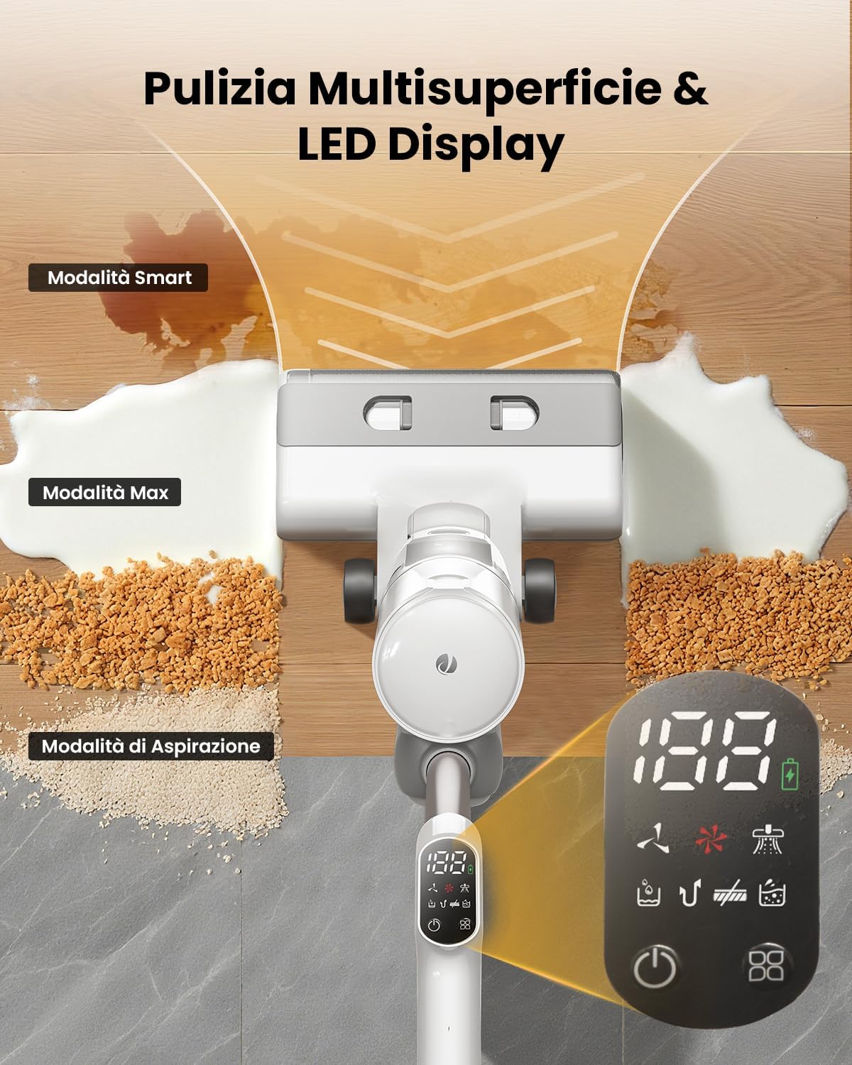 F10 Ultra Aspirapolvere Senza Fili Lavapavimenti 3-In-1,