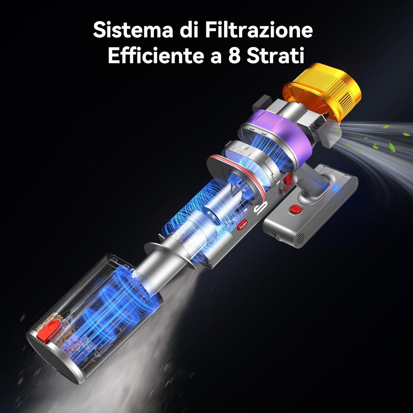 V15 Ultra Aspirapolvere Senza Fili, 58Kpa 600W 70 Minuti Scopa Elettrica Senza Filo Potente, Doppio Contenitore Anti-Groviglio Modalità Automatica per Pavimenti Tappeti Peli Animalili