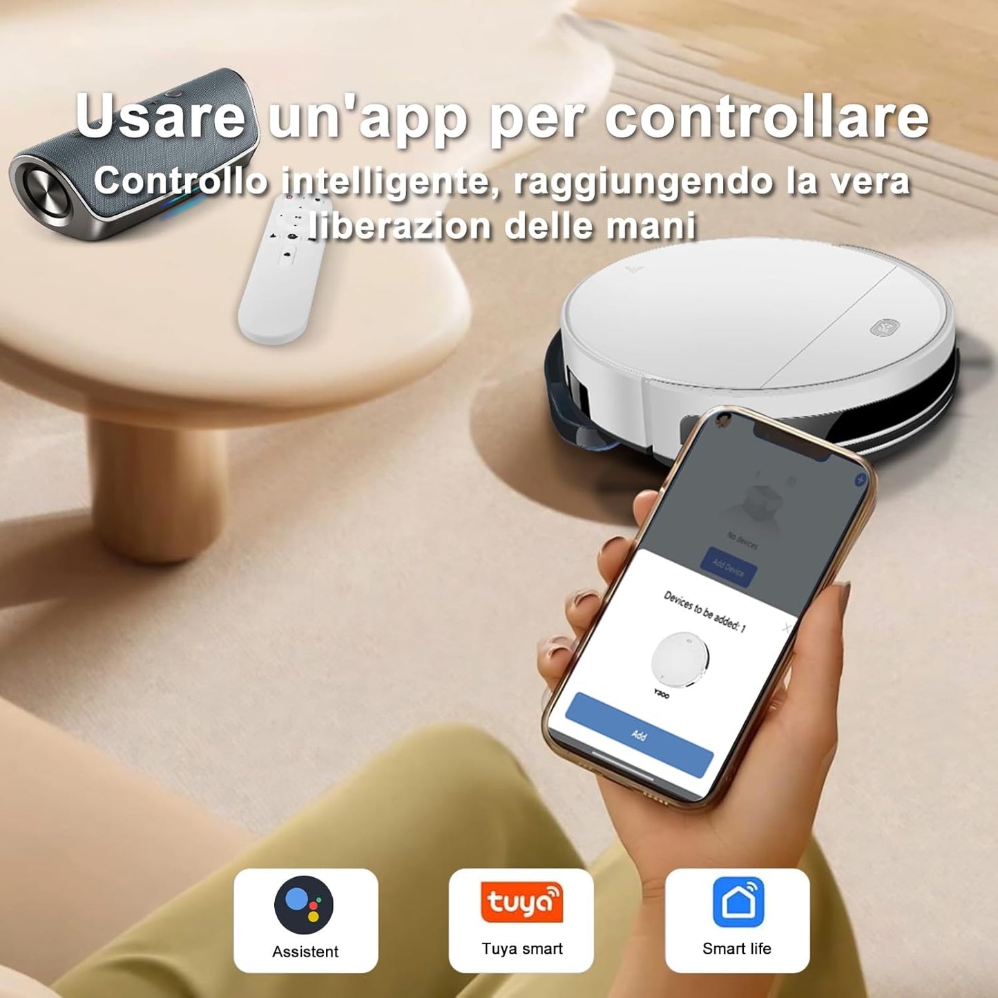 2025 Robot Aspirapolvere Lavapavimenti 2In1 Robot Aspirapolvere Con Fino a 4500Pa 7,8Cm Ultra Sottile App/Alexa Ideale per Peli Di Animali/Tappet-Bianco-Bianco