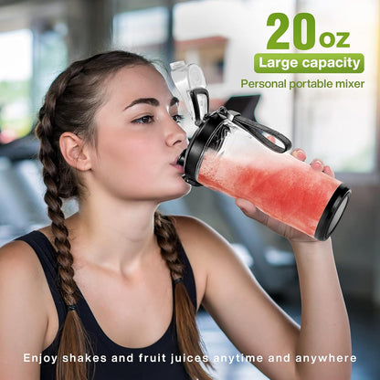 Frullatore Portatile,Usb Mini Frullatore 600 Ml Grande Capacità E 4000Mah Batteria,6 Lame 3D E Ipx67 Waterproof, Motore Da 270W per Preparare Frappè E Frullati, per Casa/Ufficio/Esterno