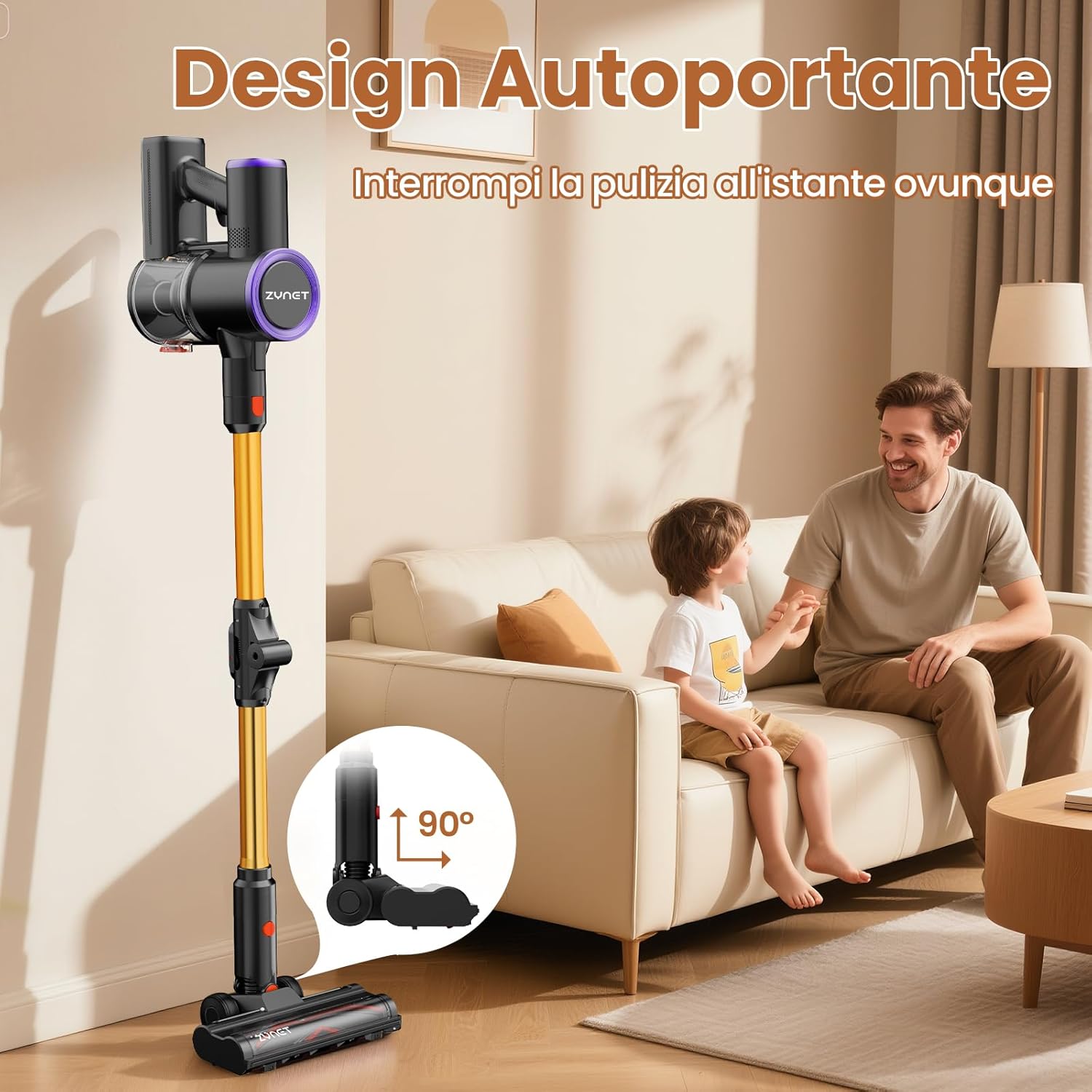 S9 Aspirapolvere Senza Fili, 45000Pa/500W/45Min Scopa Elettrica Senza Fili Con Tubo Pieghevole E Supporto a Parete, Motore Brushless, per Peli Di Animali Domestici, Tappeti E Pavimenti Duri