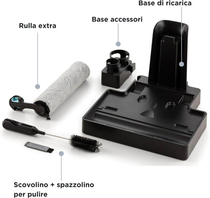2483 Aqua Force Wash & Vacuum, Aspirapolvere Intelligente, Lavapavimenti Cordless, Senza Fili, Aspira E Lava, Peli Animali, Sporco Liquido E Secco, Capacità 700Ml, Accessori Inclusi