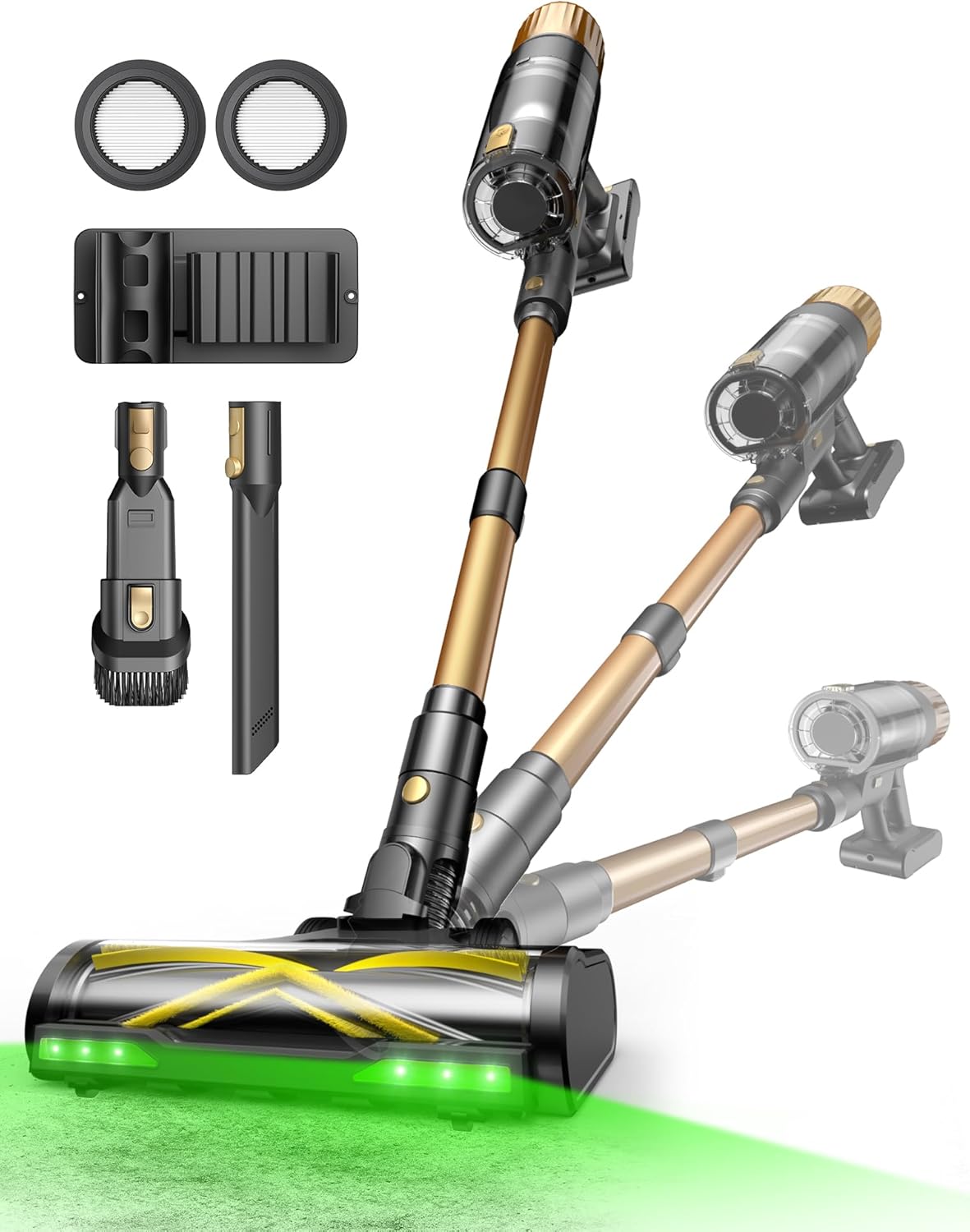 Aspirapolvere Senza Fili, 50Kpa/65 Min Scopa Elettrica Senza Fili, Aspirapolvere Potente Con Tubo Telescopica, Autoportante, Tecnologia Greeneye, per Tappeti/Pavimenti/Peli Di Animali