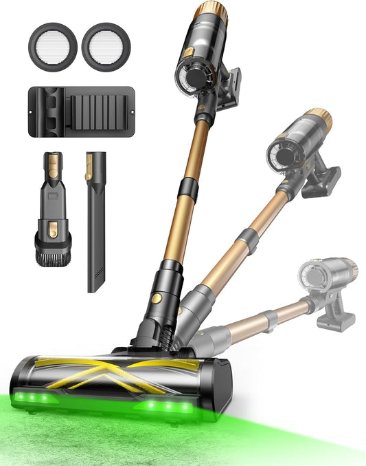 Aspirapolvere Senza Fili, 50Kpa/65 Min Scopa Elettrica Senza Fili, Aspirapolvere Potente Con Tubo Telescopica, Autoportante, Tecnologia Greeneye, per Tappeti/Pavimenti/Peli Di Animali