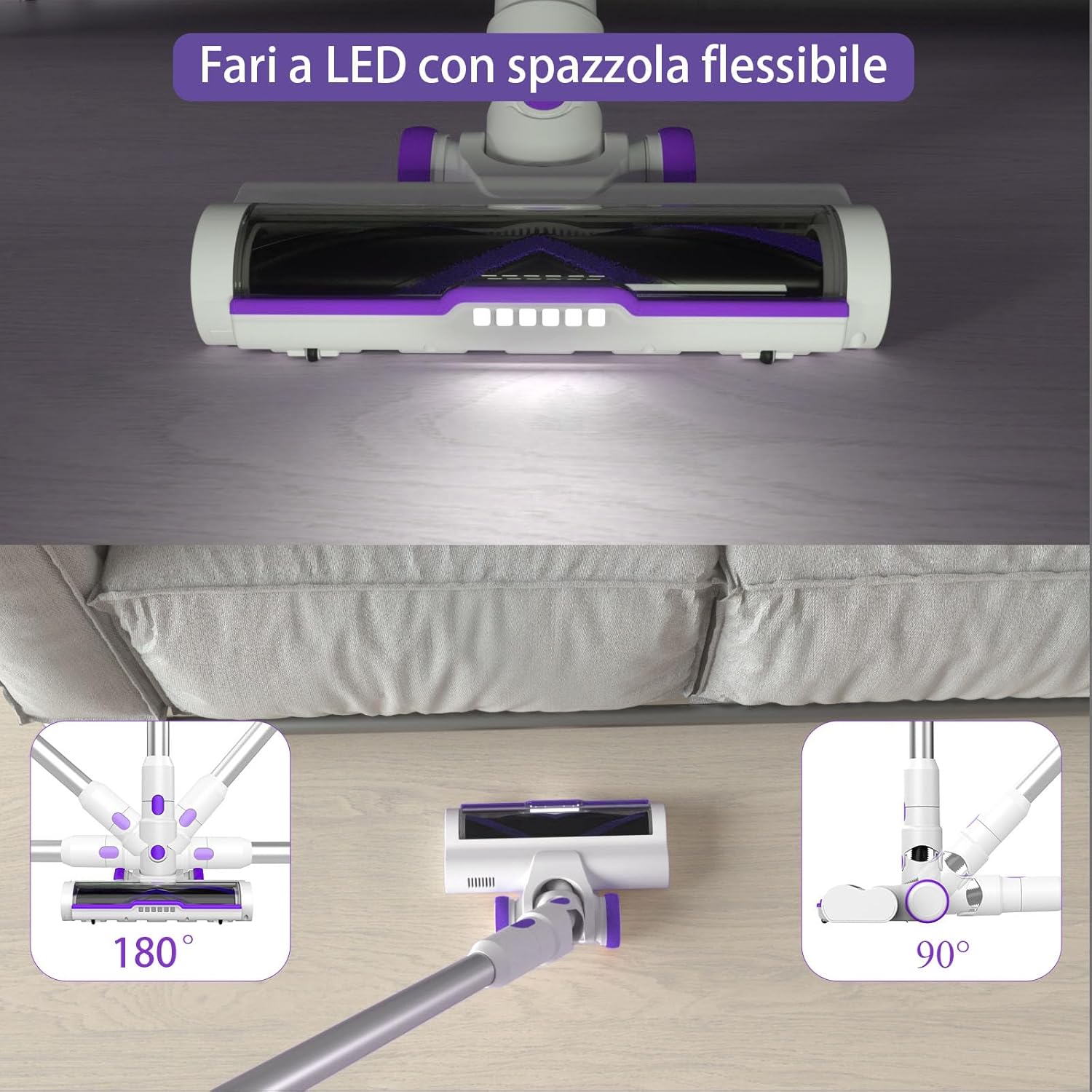 550W/45KPA Aspirapolvere Senza Fili Scopa Elettrica Senza Fili Con Display Intelligente E Anti-Avvolgimento Scope Elettriche per Pavimenti Tappeti Peli Animali Domestici