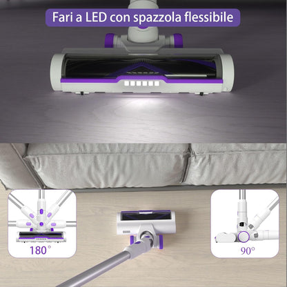 550W/45KPA Aspirapolvere Senza Fili Scopa Elettrica Senza Fili Con Display Intelligente E Anti-Avvolgimento Scope Elettriche per Pavimenti Tappeti Peli Animali Domestici
