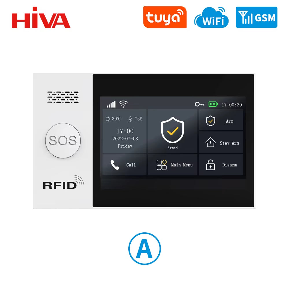 PG-107 Tuya Wireless WIFI GSM Home Burglar Alarm System IP Camera PIR Motion Sensor Door Sensor Security Alarm Kit APP Control