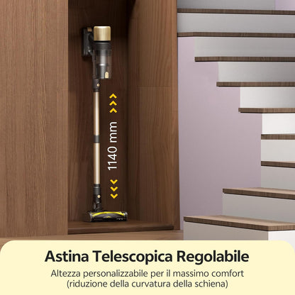 Aspirapolvere Senza Fili, 50Kpa/65 Min Scopa Elettrica Senza Fili, Aspirapolvere Potente Con Tubo Telescopica, Autoportante, Tecnologia Greeneye, per Tappeti/Pavimenti/Peli Di Animali