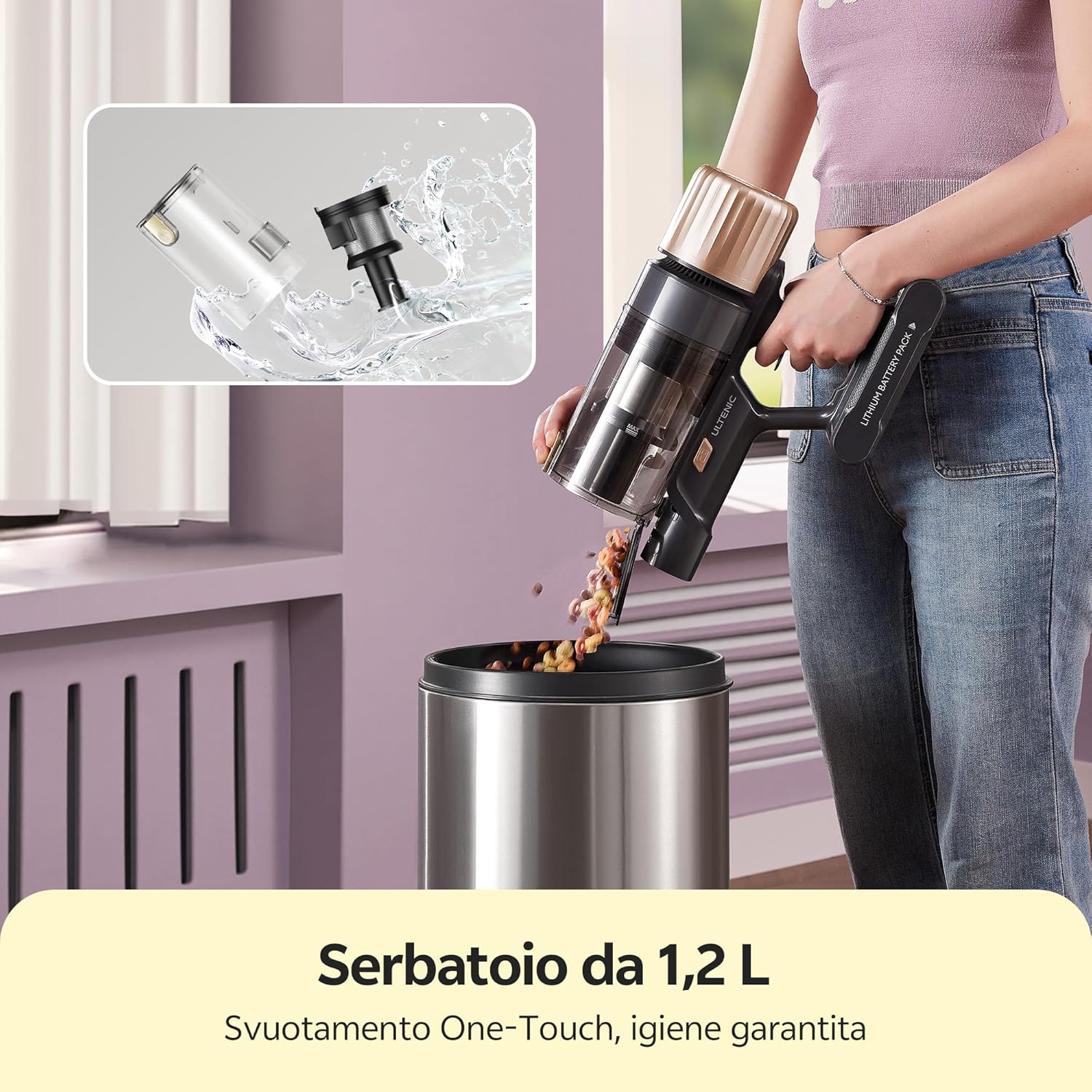 Aspirapolvere Senza Fili, 50Kpa/65 Min Scopa Elettrica Senza Fili, Aspirapolvere Potente Con Tubo Telescopica, Autoportante, Tecnologia Greeneye, per Tappeti/Pavimenti/Peli Di Animali